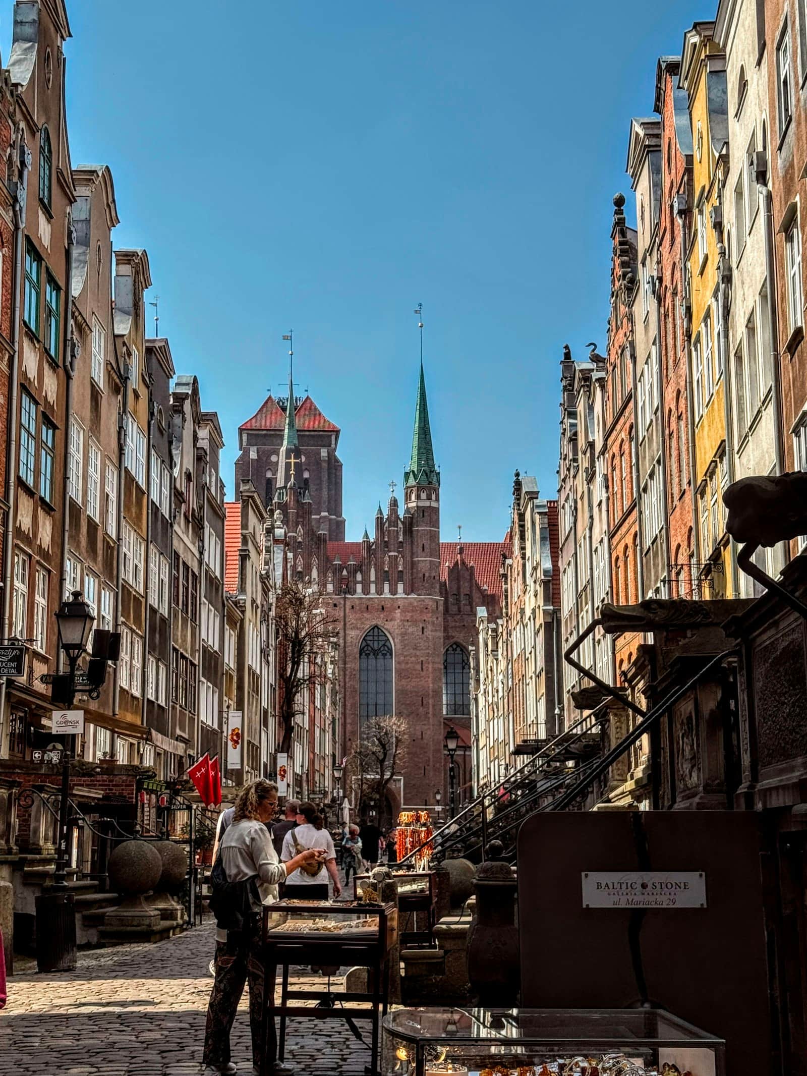 Sun-lit street in the Gdańsk Old Town